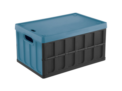 Skládací přepravka s víkem CARGO 46 l černá/modrá
