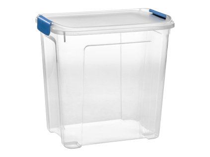 Úložný box COMBI s víkem a klipy 30 l transparent/modrá