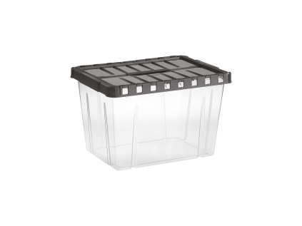 Úložný box s otevíracím víkem LINEA DOUBLE 19 l transparent/grafit