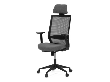 Židle kancelářská, černá MESH síťovina, černá látka, plastový kříž, synchronní mechanismus, kolečka pro tvrdé povrchy - KA-V3329 BK