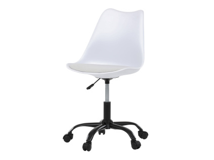 Židle kancelářská, bílá plastová skořepina, sedák bílá látka, kovový kříž - KA-X7055 WT