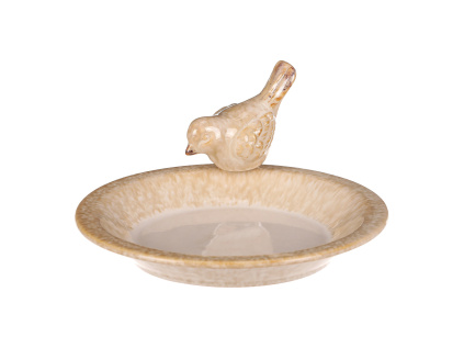 Pítko keramické - s ptáčkem, barva šedá. - KEV305-M