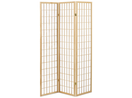 Paraván dřevěný 3 dílný, masiv smrk, bílá netkaná textilie, přírodní odstín - EF-E803 NAT