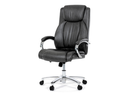 Křeslo kancelářské, šedá ekokůže, chromový kříž, houpací mechanismus, nosnost 150kg - KA-F1385 GREY