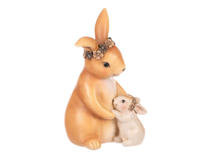 Zajíc s mládětem - polyresin, barva hnědá - AL1625