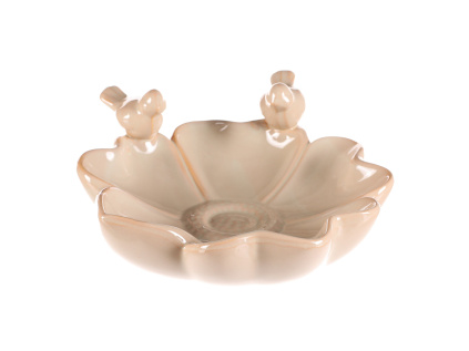 Pítko pro ptáčky - tvar květ, keramika, krémové - KEX6005 CRM-S