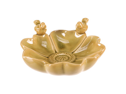 Pítko pro ptáčky - tvar květ, keramika, světle zelené - KEX6005 GRN2-S