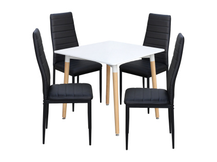 Jídelní stůl ONE 80x80 bílý + 4 židle SIGMA černé