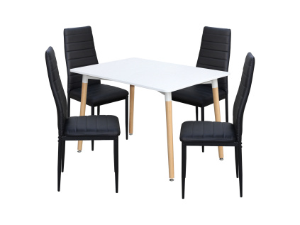 Jídelní stůl ONE 120x80 bílý + 4 židle SIGMA černé