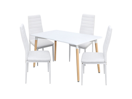 Jídelní stůl ONE 140x90 bílý + 4 židle SIGMA bílé