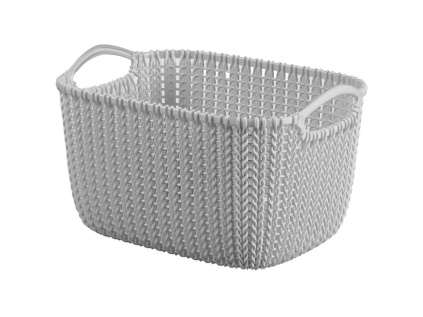 Košík pletený obdélník KNIT 8L světle šedá