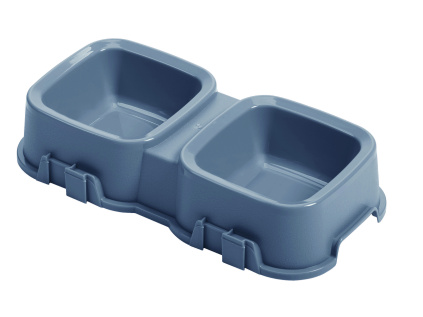 Miska PET  dvojitá 2x0,5L modrá