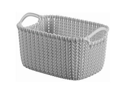 Košík pletený obdélník KNIT  3L světle šedá