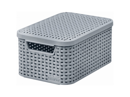 Úložný box RATTAN Style2  s víkem S -světle šedá