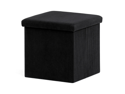 Taburet s úložným prostorem, černá manšestrová látka - TAB-471 BK6
