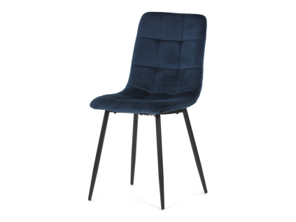 Židle jídelní, modrá sametová látka, nohy černý kov - CT-281 BLUE4