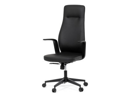 Kancelářské křeslo, černá ekokůže, houpací mechanismus s aretací ve 3 polohách, kovový kříž, kolečka pro tvrdé povrchy - KA-T8325 BK