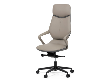 Kancelářské křeslo, šedá ekokůže, houpací mechanismus s aretací ve 4 polohách, kovový kříž, kolečka pro tvrdé povrchy - KA-T8426 GREY