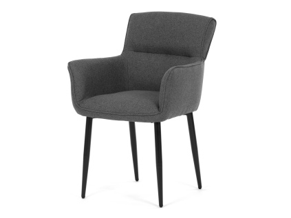 Židle jídelní, snadno čistitelná šedá látka, černý matný lak, kovové nohy - DCH-J2159 GREY2