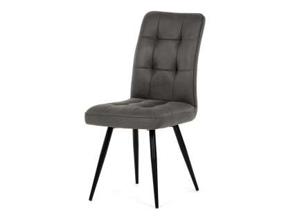 Židle jídelní, šedá látka v dekoru broušené kůže, černý kov - DCL-D1250 GREY3