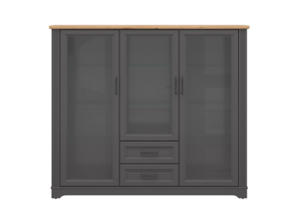 TOLMIN vitrína REG3W2S, grafit/dub artisan