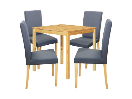 Jídelní stůl 8842 lak + 4 židle PRIMA 3038 šedá/světlé nohy