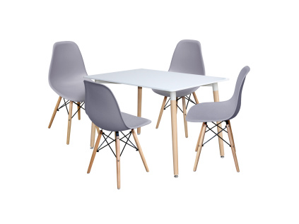 Jídelní stůl 120x80 UNO bílý + 4 židle UNO šedé