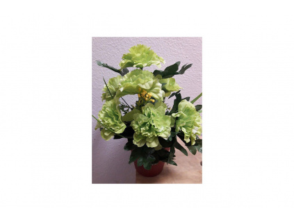 Umělá květina. Azalky v plastovém květináči, barva zelená - 1-0179A