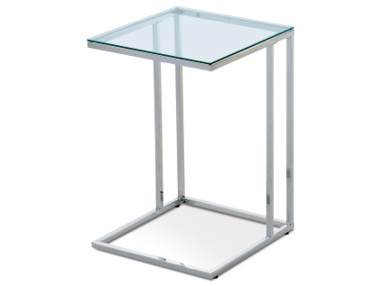 Přístavný stolek 40x40x60 cm, skleněná deska, kovová chromovaná ponož - 84056-06 CR