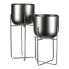 Set 2 kovových interiérových stojanů na květiny, kruhové, antracitový satin - FA5005