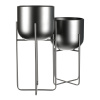 Set 2 kovových interiérových stojanů na květiny, kruhové, antracitový satin - FA5005