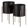 Set 2 kovových interiérových stojanů na květiny, kruhové, černý a zlatý mat - FA5006