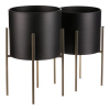 Set 2 kovových interiérových stojanů na květiny, kruhové, černý a zlatý mat - FA5006