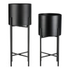Set 2 kovových interiérových stojanů na květiny, kruhové, černý mat - FA5009