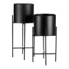 Set 2 kovových interiérových stojanů na květiny, kruhové, černý mat - FA5009