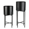 Set 2 kovových interiérových stojanů na květiny, kruhové, černý mat - FA5009