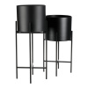 Set 2 kovových interiérových stojanů na květiny, kruhové, černý mat - FA5009