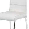 Jídelní židle, potah bílá ekokůže, černé prošití, kovová čtyřnohá chromovaná pod - HC-484 WT