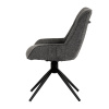 Židle jídelní a konferenční, tmavě šedá látka, černé kovové nohy,  otočná P90°+ L 90° s vratným mechanismem - funkce res - HC-535 GREY2