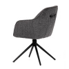 Židle jídelní a konferenční, tmavě šedá látka, černé kovové nohy, otočná P90°+ L 90° s vratným mechanismem - funkce rese - HC-536 GREY2