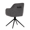 Židle jídelní a konferenční, tmavě šedá látka, černé kovové nohy, otočná P90°+ L 90° s vratným mechanismem - funkce rese - HC-536 GREY2