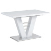 Rozkládací jídelní stůl 120+40x80 cm, bílý lesk / broušený nerez - HT-510 WT