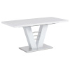 Rozkládací jídelní stůl 120+40x80 cm, bílý lesk / broušený nerez - HT-510 WT