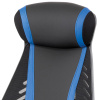 Herní křeslo, modrá, černá ekokůže a černá látka a síťovina MESH, PCA mech - KA-Y213 BLUE