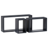 Polička nástěnná, sada 3 ks, MDF, barva šedá matná, baleno v ochranné fólii - P-009 GREY2