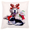 Polštář s výplní, samet. Vánoční motiv, pes, kočka a sněhulák. 45x45 cm UBR076-1