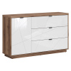 FORN komoda KOM1D3S, dub delano tmavý/bílý lesk