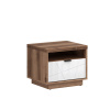 FORN noční stolek KOM1S, dub delano tmavý/bílý lesk