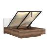 FORN postel LOZ/160/B + rošt, dub delano tmavý/bílý lesk