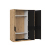 PONT šatní skříň SZF3D2E, dub artisan/černý mat